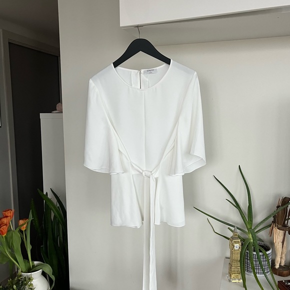Aritzia Babaton Britannic White new Summer Vacation Formal Casual Blouse Size L - Picture 12 of 14